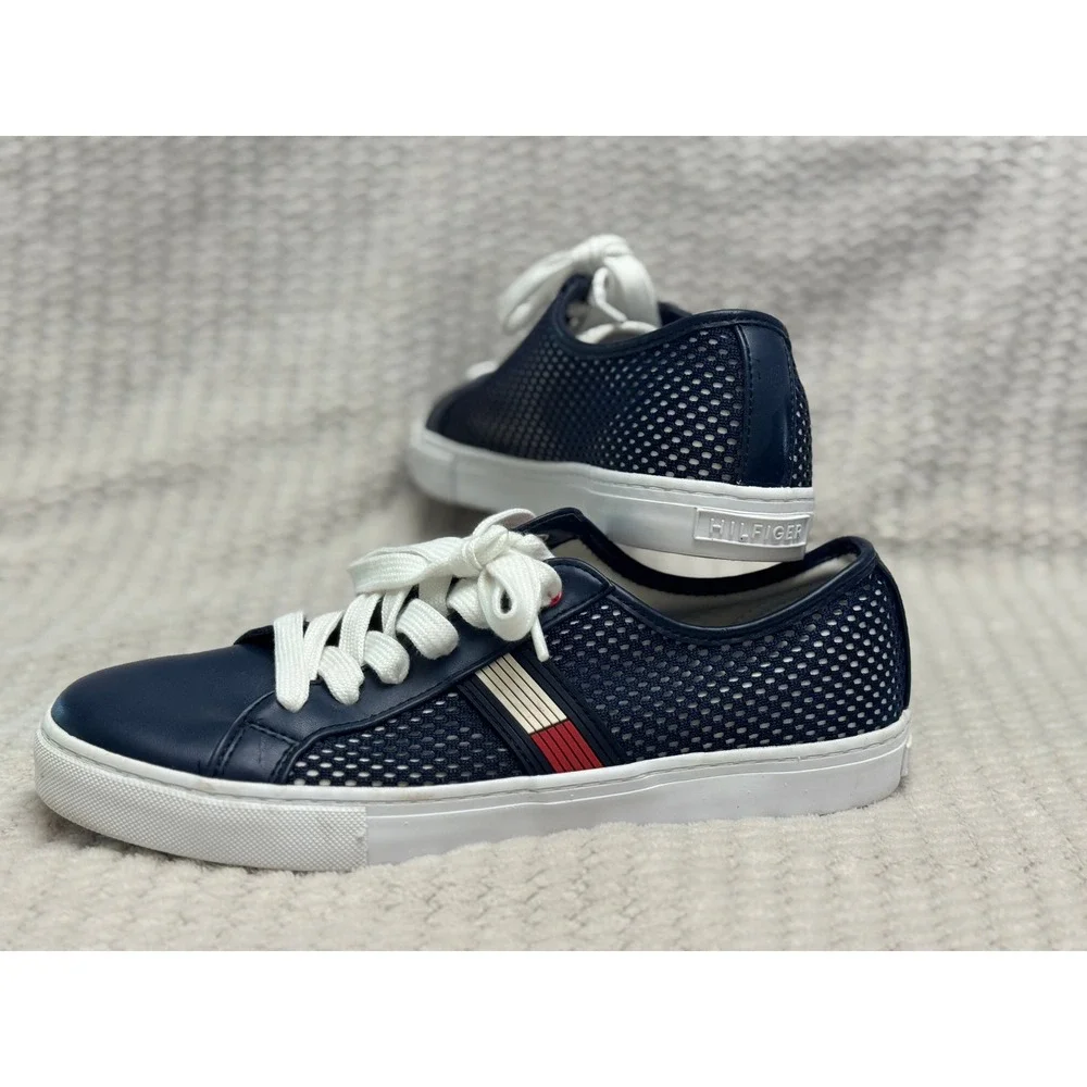 Tommy Hilfiger Twliliana Women's Navy Blue Mesh Leather Lace Up Sneakers Size 8M - Picture 3 of 7
